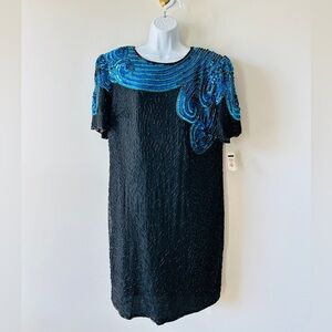 Stunning Vintage Deadstock Sequin & Beaded Sheath Dress Size 14
